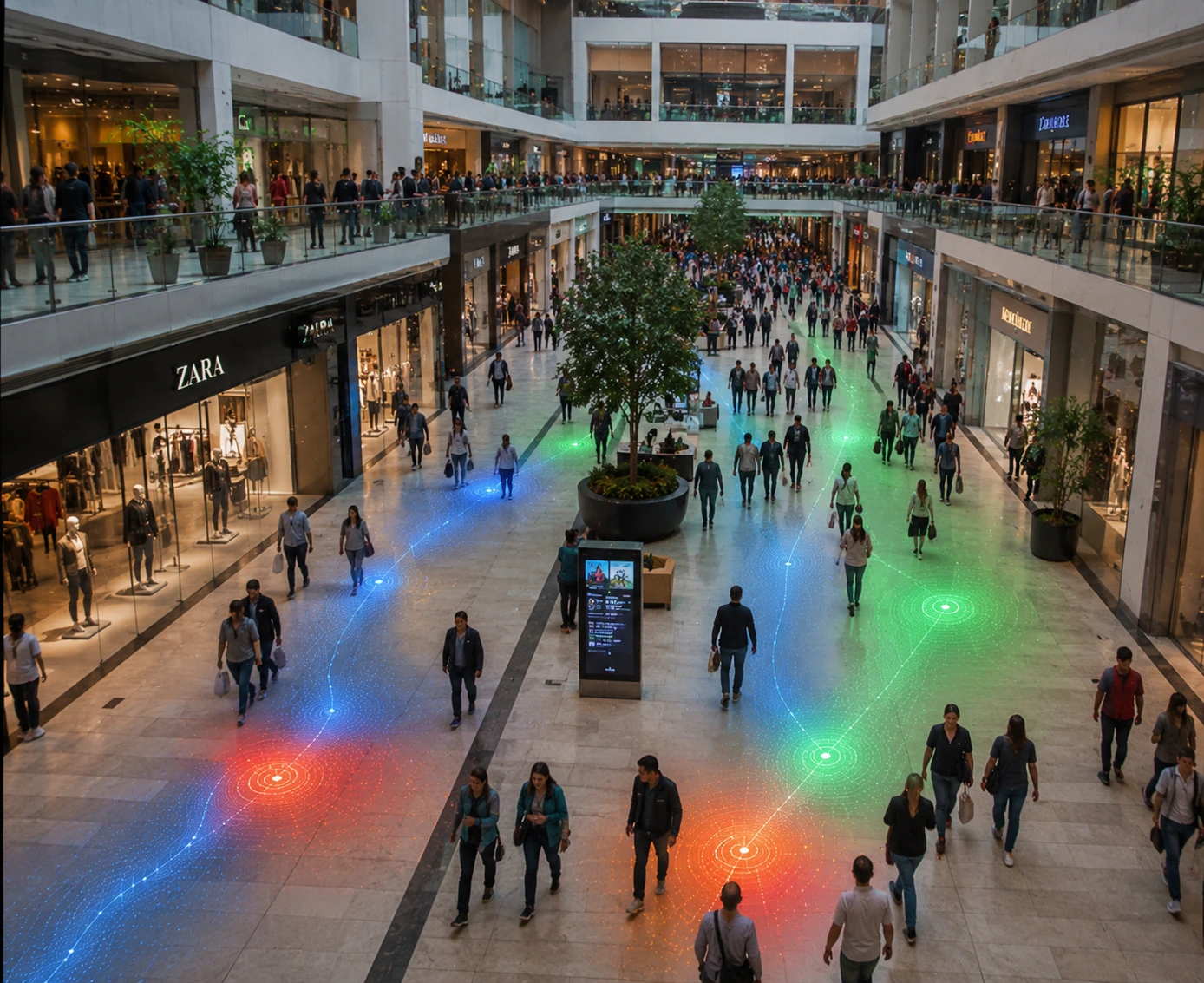 Busy shopping mall crowd